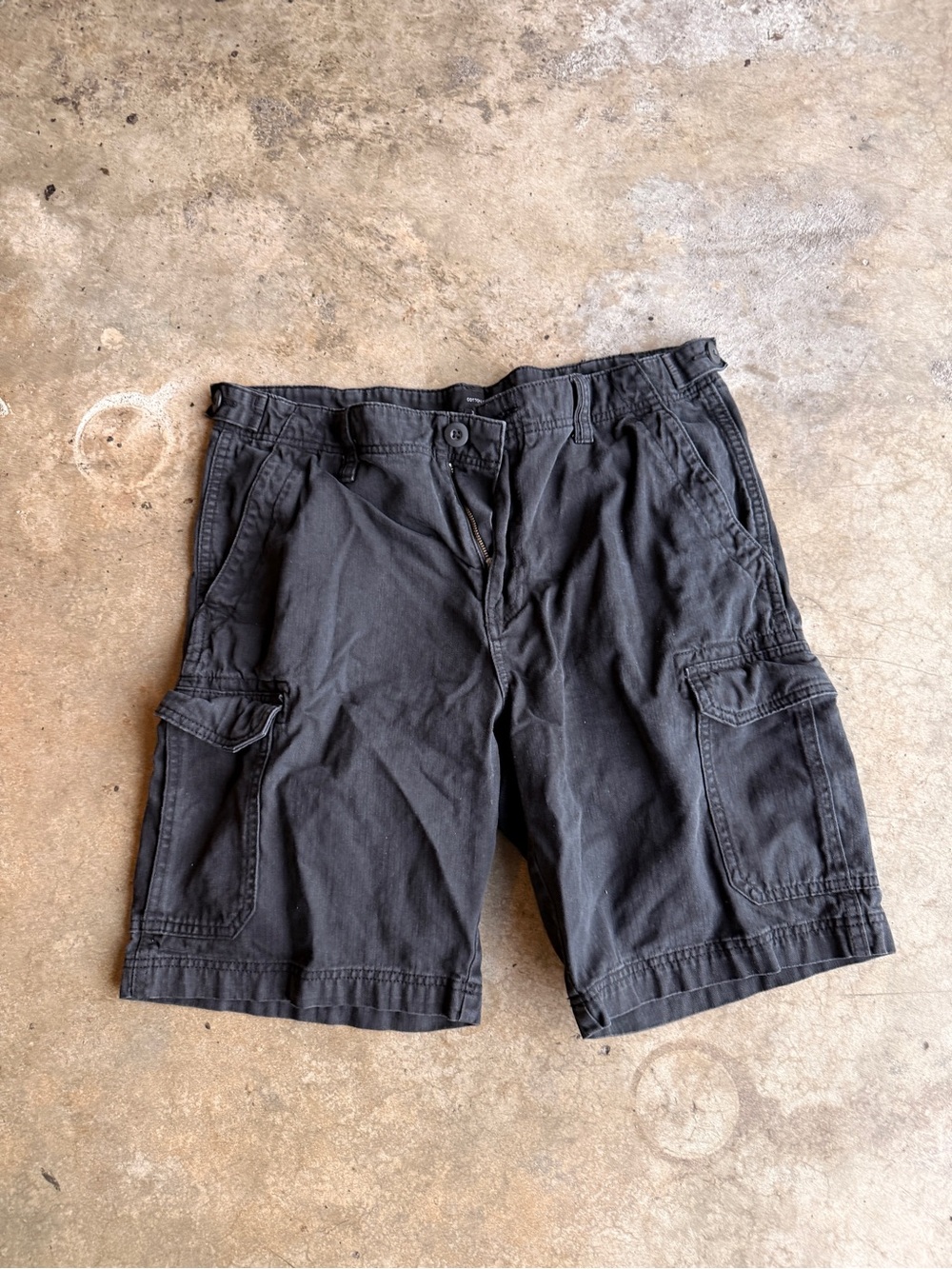 Cotton On Men's Cargo Shorts Black Cotton Button Zip Cargo Pockets Outdoor